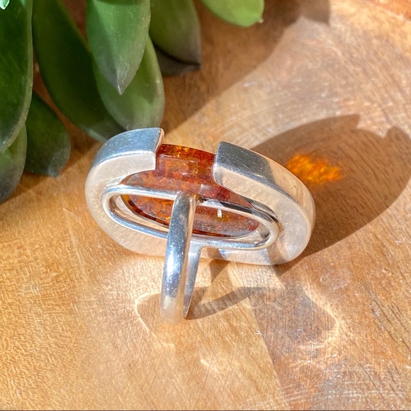 Baltic Amber and sterling silver ring - Picture 2 of 5